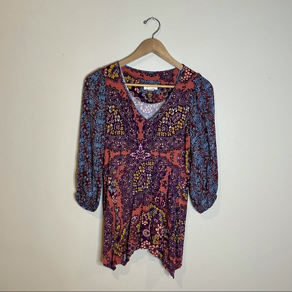Maeve 3/4 Balloon Sleeve Printed Top XS